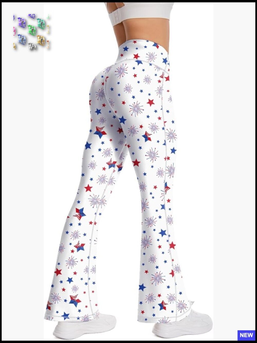 High Rise Flare Leggings Bell Bottom Yoga Pants USA Flag Patriotic Women's